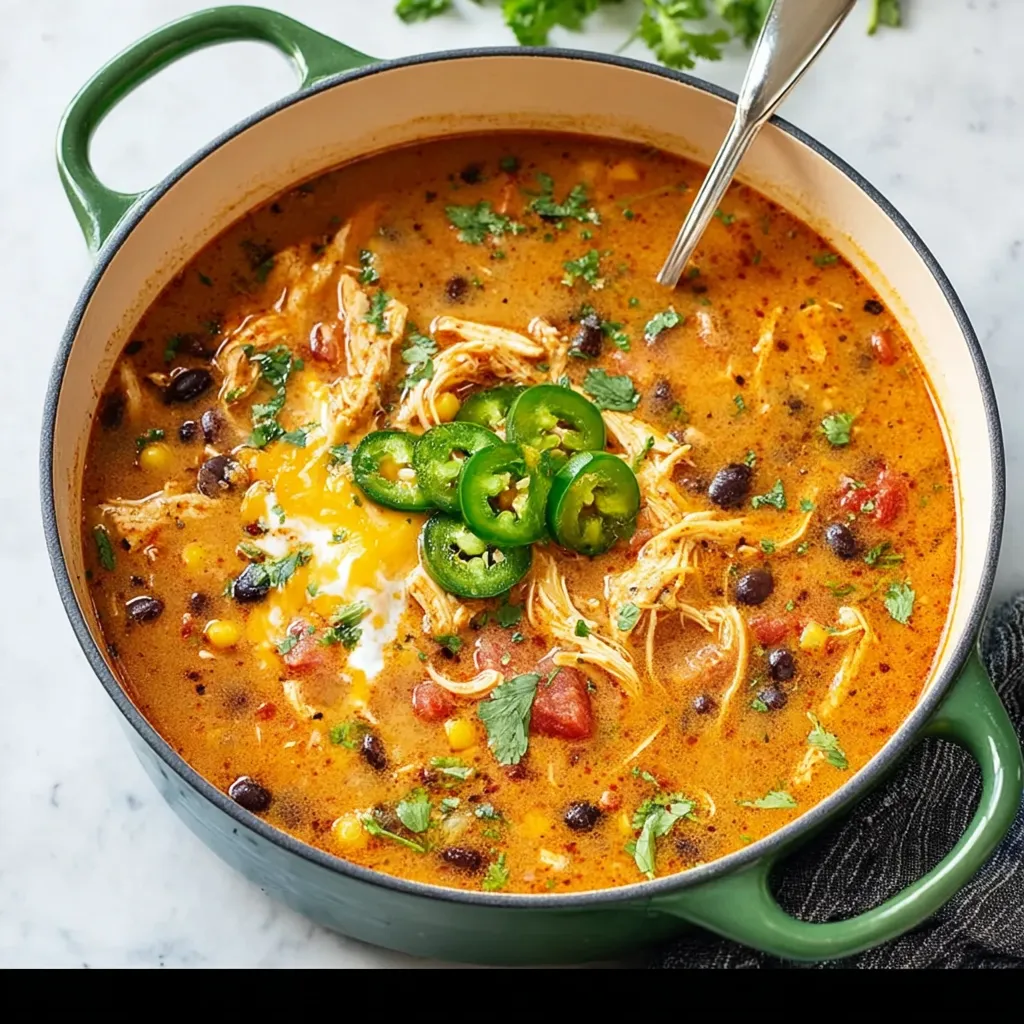 A bowl of soup with a spoon in it.