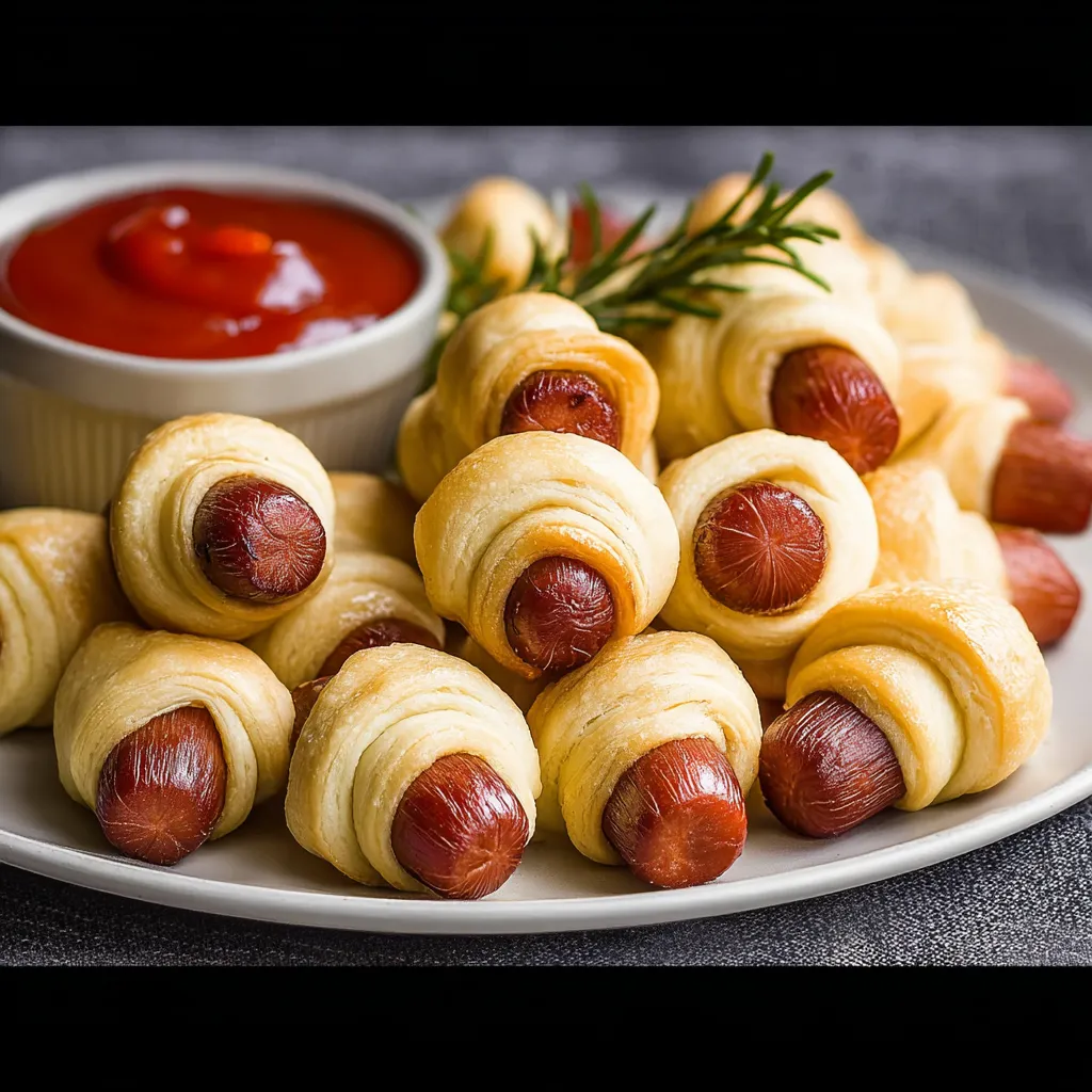 A plate of hot dogs with a bowl of ketchup.