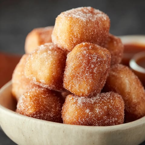 A bowl of sugar covered doughnuts.
