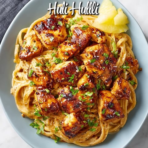 A plate of food with chicken and noodles.