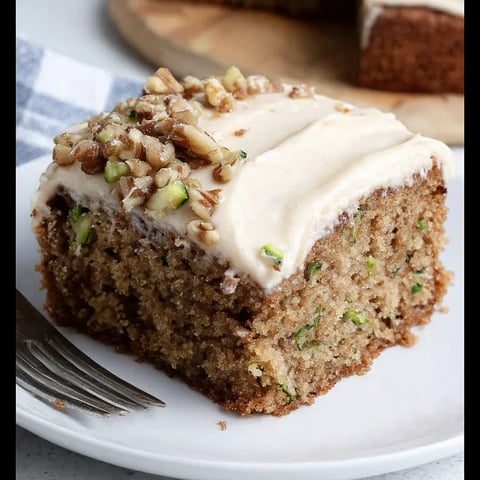 A slice of cake with walnuts.