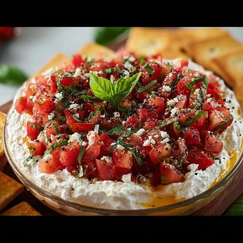 A bowl of food with tomatoes and cheese.
