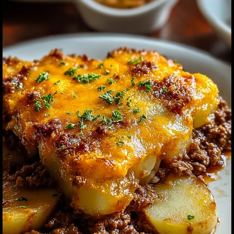 A plate of food with a cheese and meat dish.