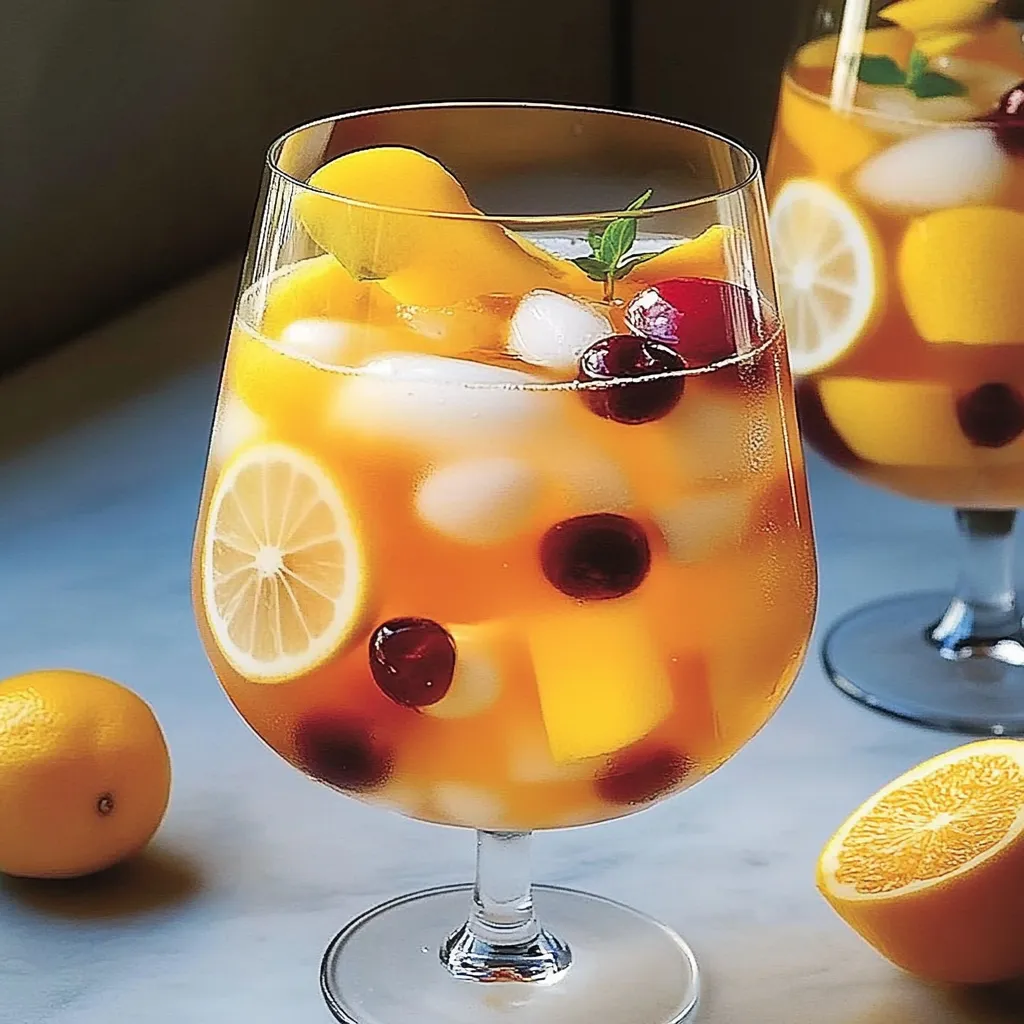 A glass of orange juice with a slice of lemon and a slice of orange.