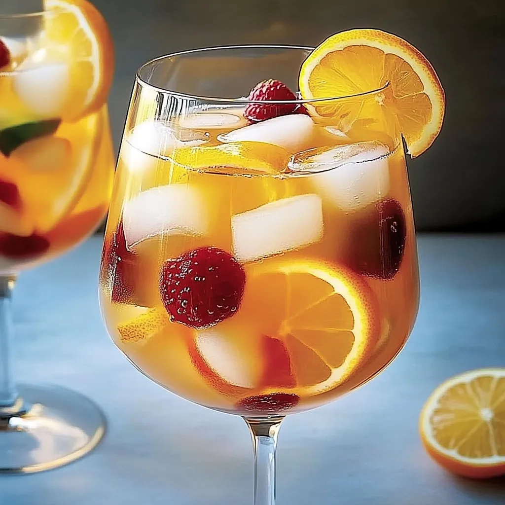 A glass of orange juice with a slice of orange in it.