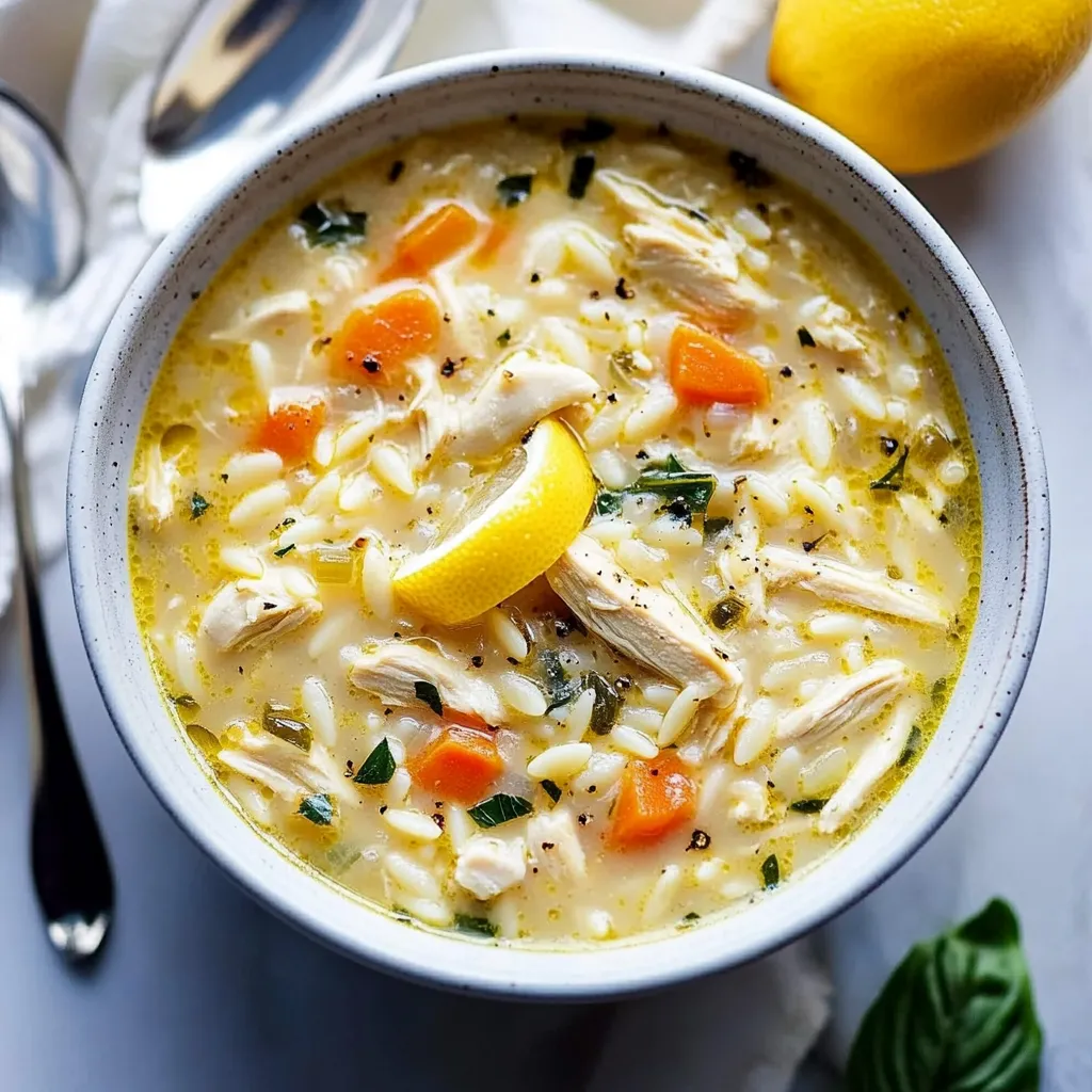 A bowl of soup with lemon and carrots.