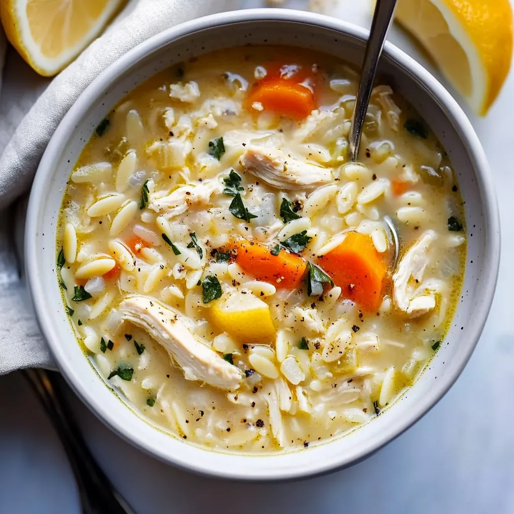 A bowl of soup with carrots and chicken.