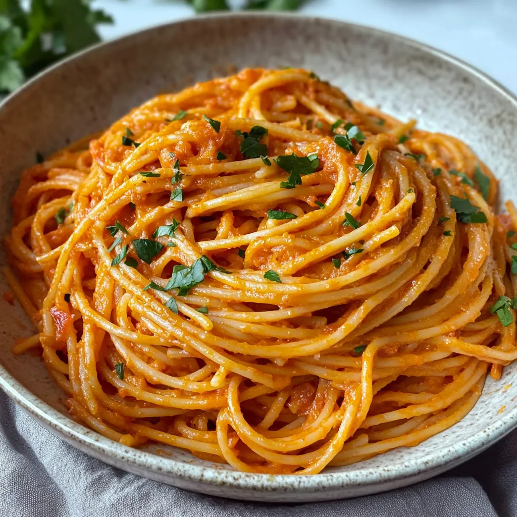 A bowl of spaghetti with sauce.