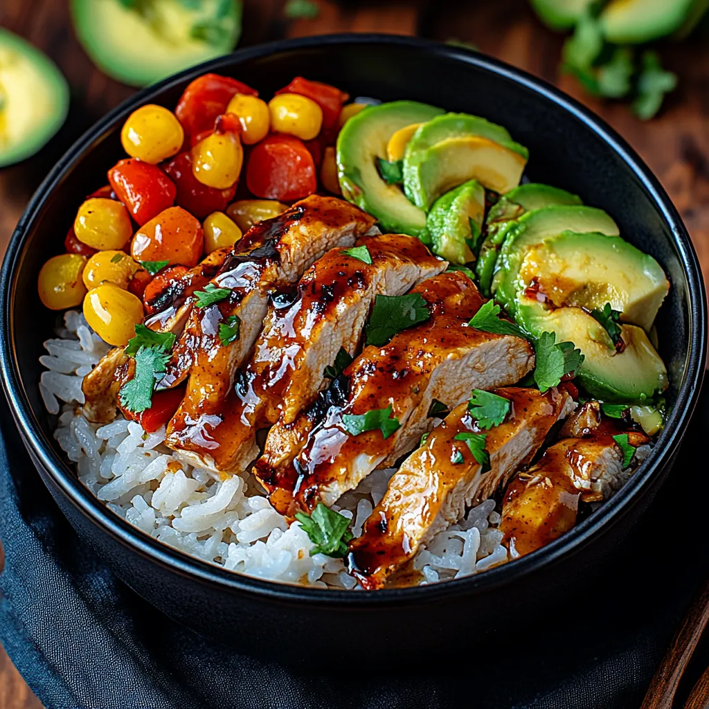 A bowl of food with rice, meat, and vegetables.