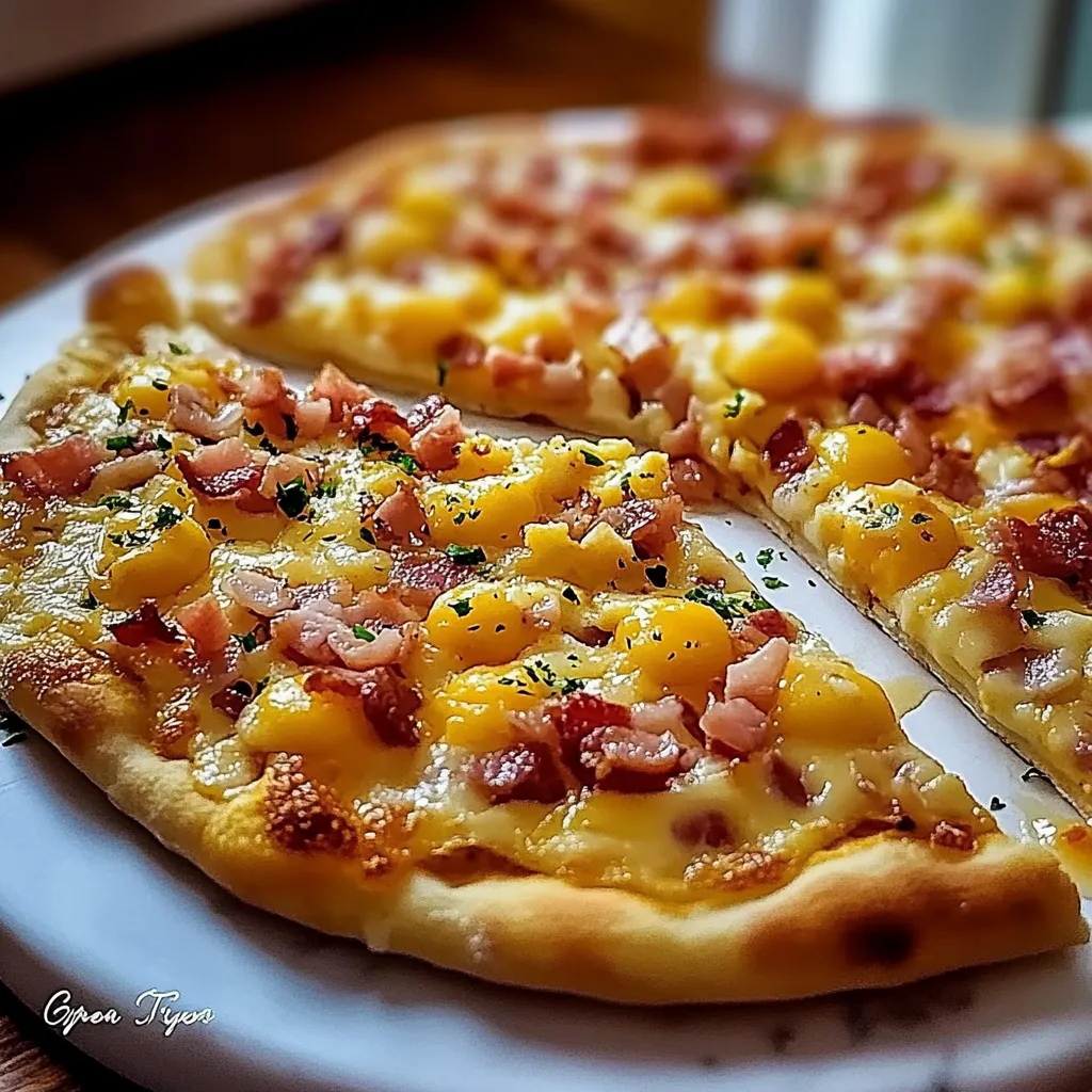 A slice of pizza with ham and cheese.