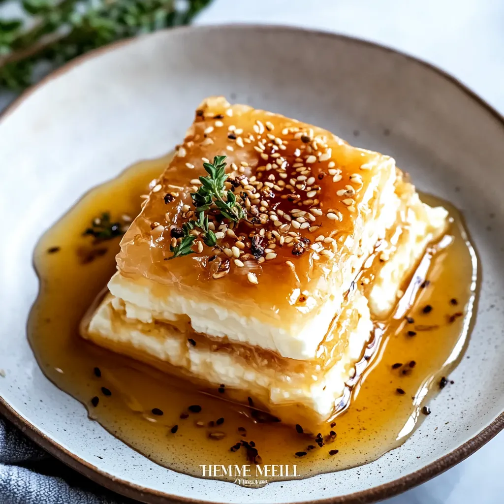 A plate of food with a sauce on top.
