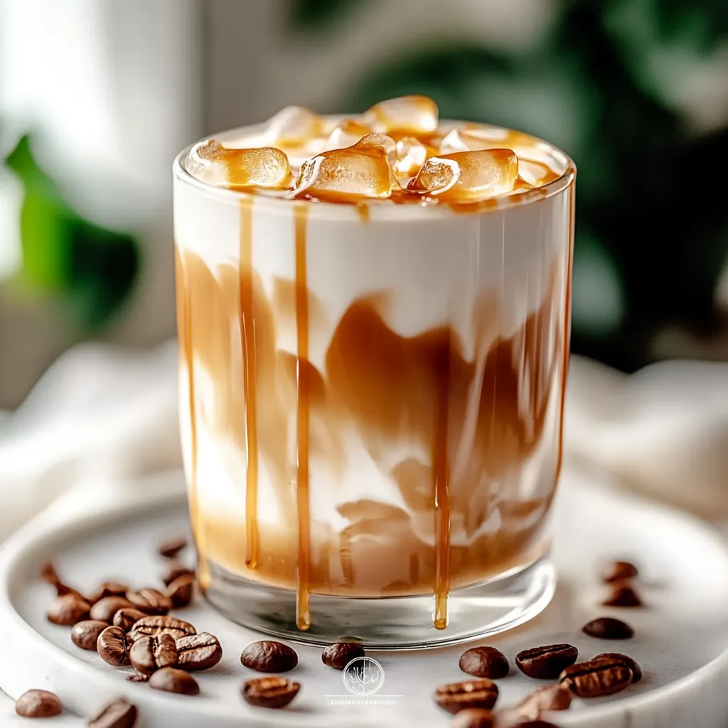 A glass of caramel sauce with a drizzle of caramel.
