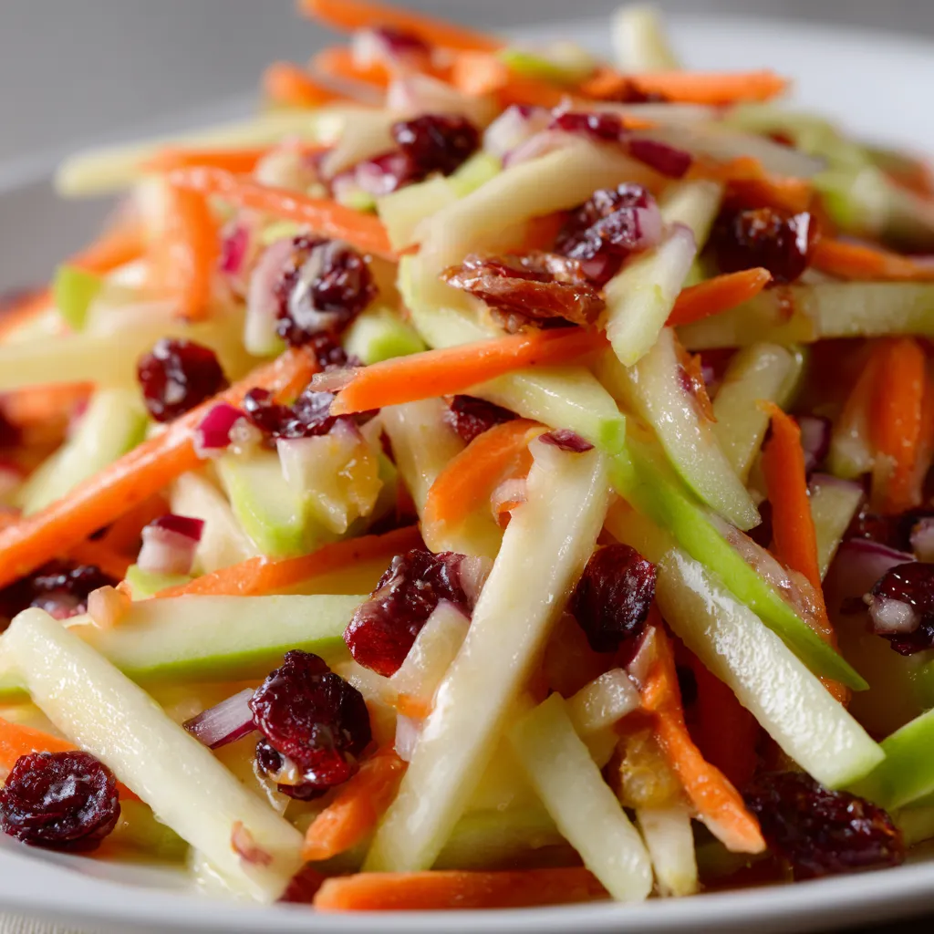 A plate of sliced apples with cranberries.