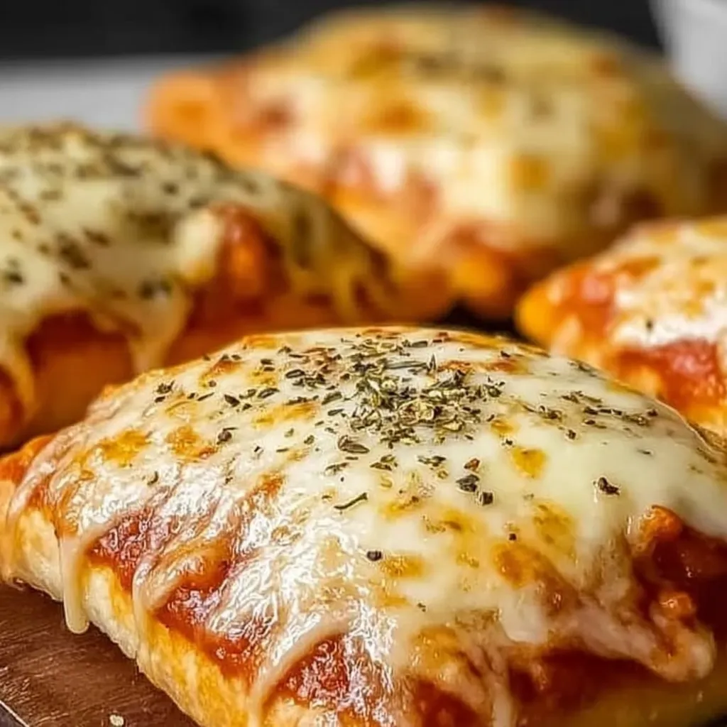A pizza with cheese and herbs on top.