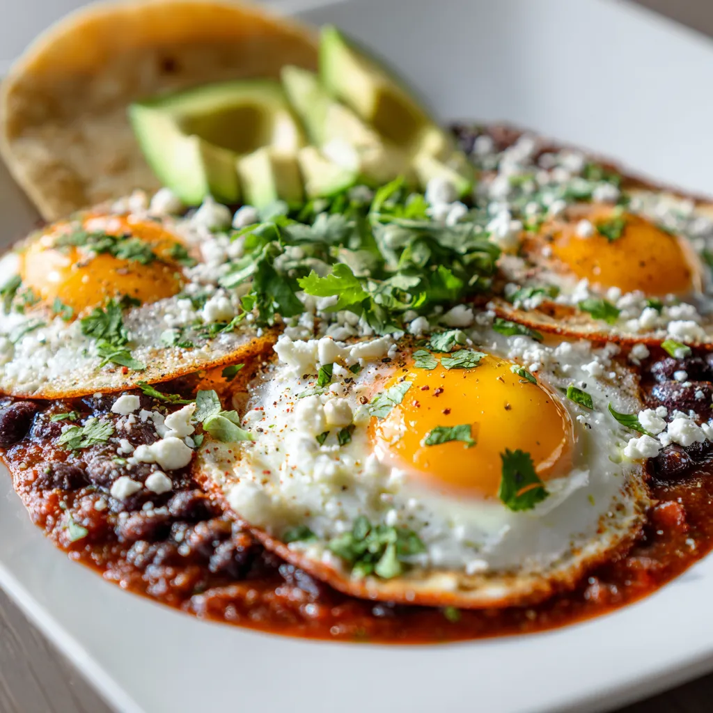 A plate of food with eggs, avocado, and salsa.