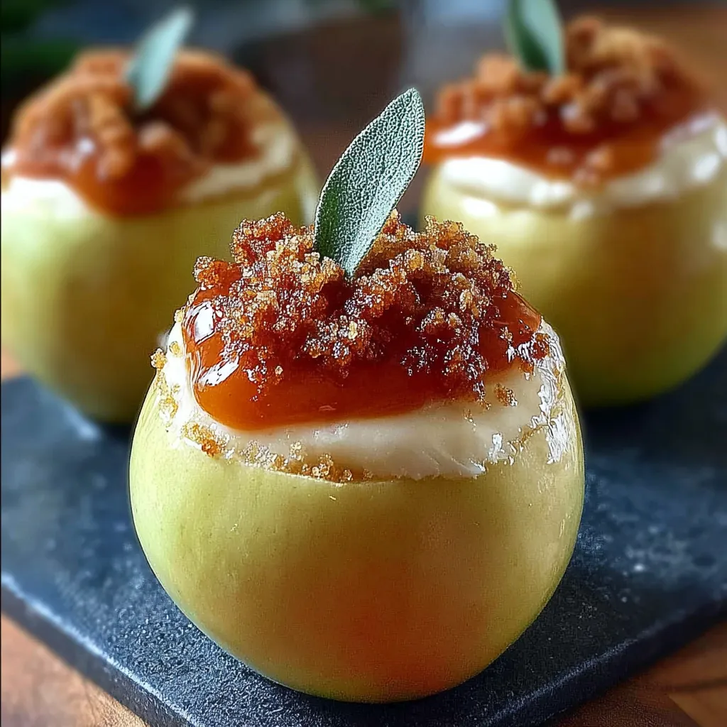 A small dessert with a caramel sauce and a sprig of mint on top.