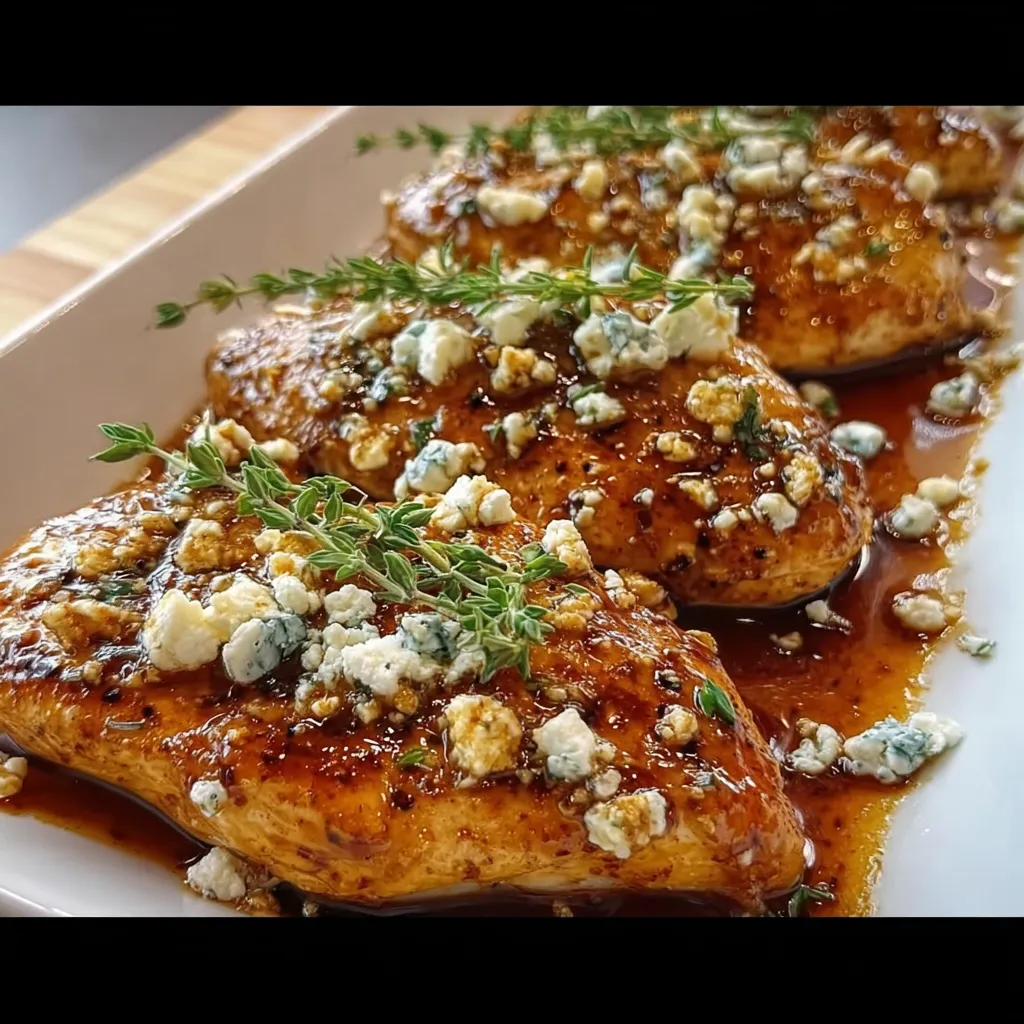 Chicken with blue cheese and herbs.