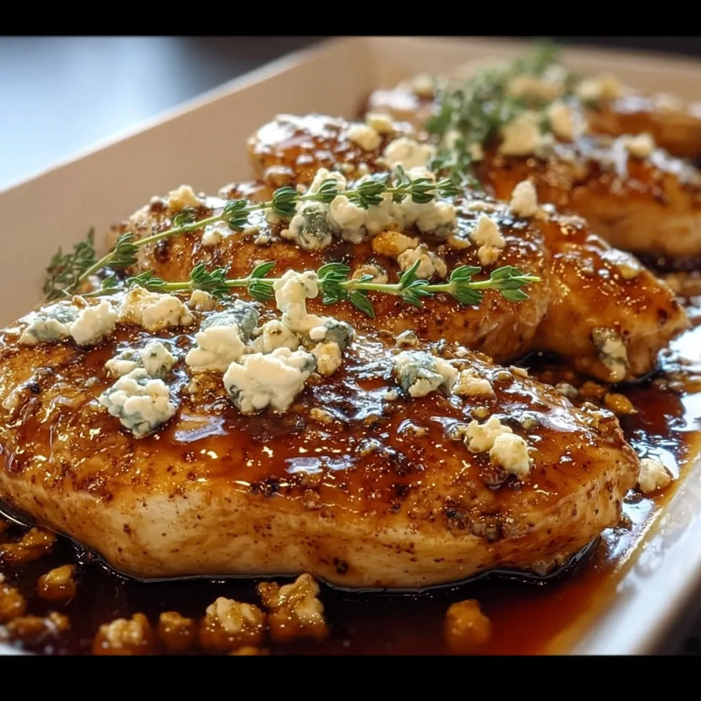 Chicken with blue cheese and sauce.