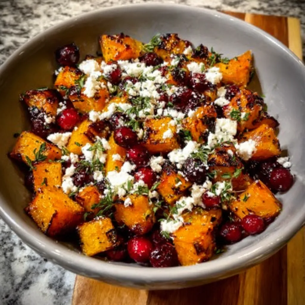A bowl of food with feta cheese and cranberries.