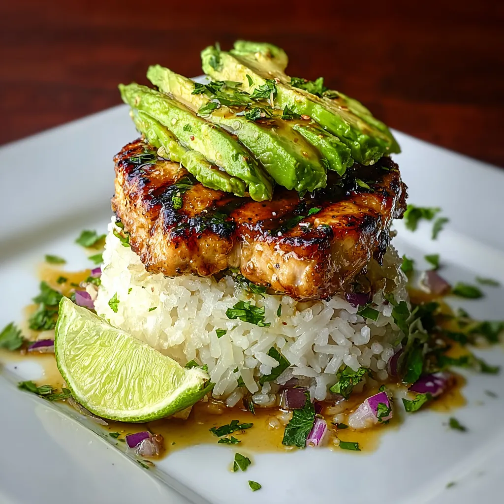 A plate of food with rice and meat on top.