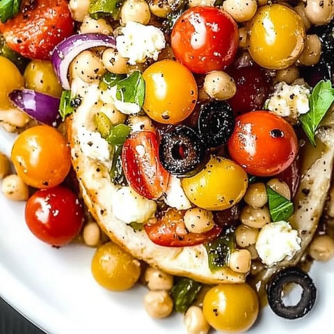 A plate of food with tomatoes, olives, and beans.