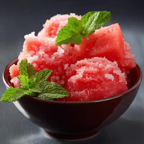 A bowl of watermelon with mint leaves.