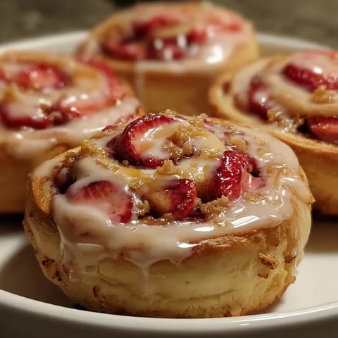 A plate of strawberry rolls.