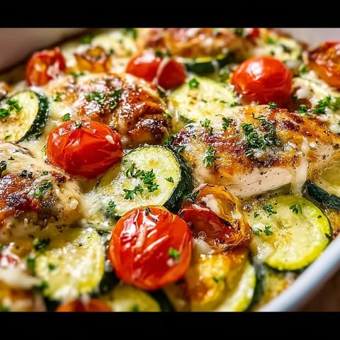 A dish of chicken and vegetables.