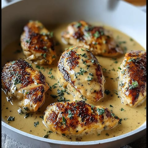 A bowl of chicken with sauce.