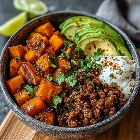 A bowl of food with meat, avocado, and carrots.