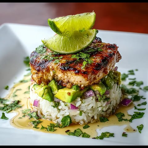 A plate of food with rice and meat on top.