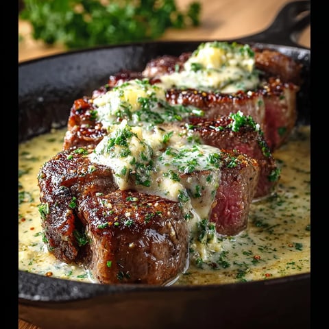 A pan of meat with cheese and herbs.