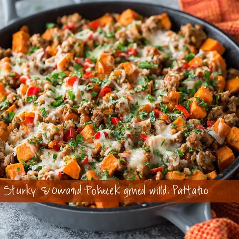 A pan of food with the words "Sturky & Ownd Pocheck Gned Wild. Patatio" written on it.