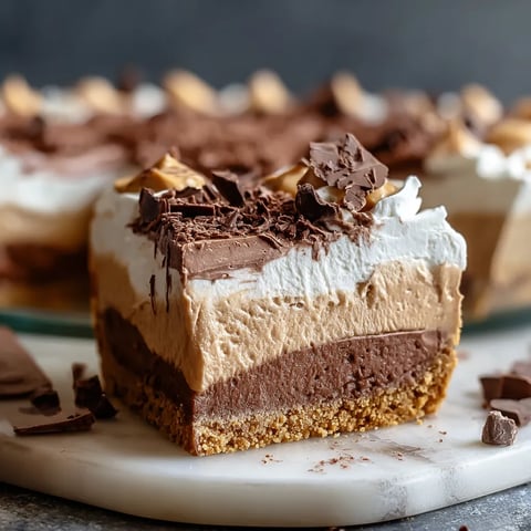 A slice of pie with chocolate and white toppings.